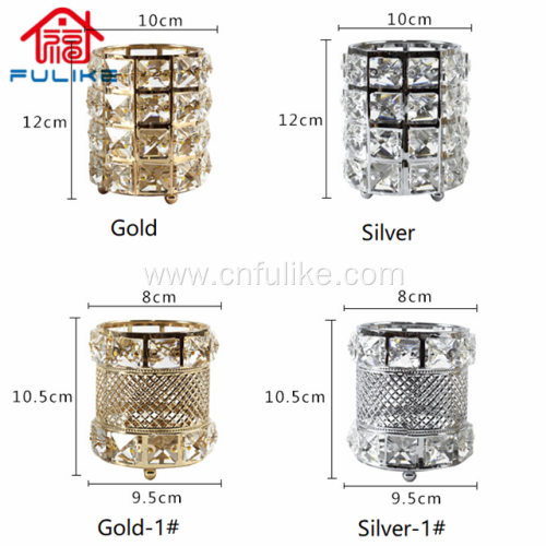 Crystal Makeup Brush Organizer Gold Silver Container